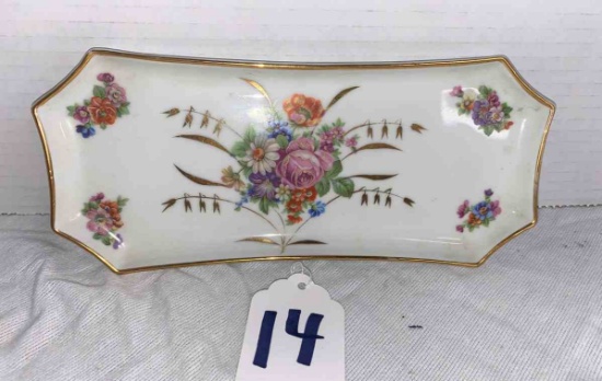 Limoges France Jewelry Tray Porcelain 9"x 4"