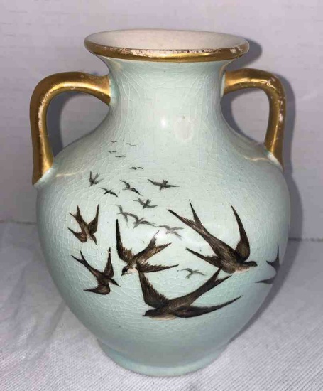 Vase: Birds Flying  I.V.W. 6.5"