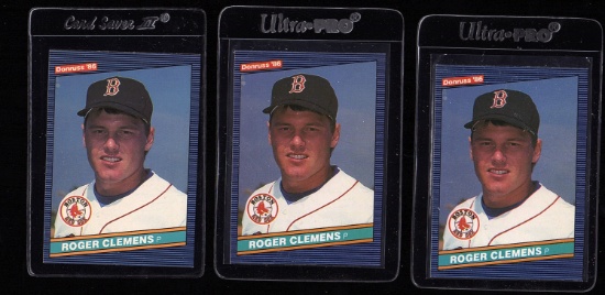 Roger Clemens 3 Card 1986 Donruss Lot