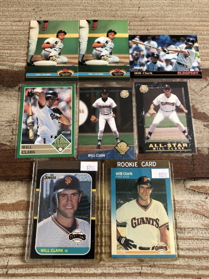 Will Clark 8 Card Lot w/Rookies