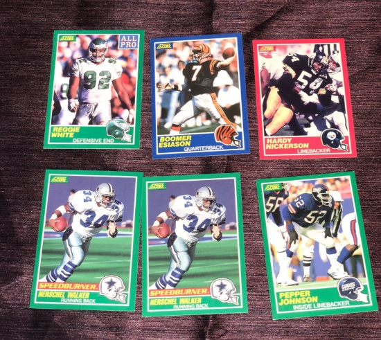1989 Score Lot of 6 Cards Reggie White, Boomer, Herschel