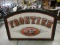 FRONTIER HARLEY DAVIDSON TWO-SIDED WOOD AND METAL STREET SIGN, APPROX 6' X