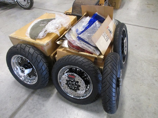 TWO (2) SETS OF CUSTOM WHEELS/TIRES, LOT OF WINDSHIELDS