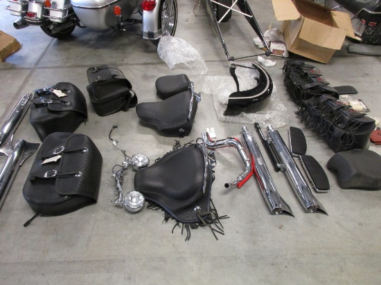 SEATS, SADDLE BAGS, EXHAUST, SPOT LIGHTS AND MISC