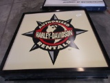 HARLEY DAVIDSON AUTHORIZED RENTALS SIGN APPROX 5' X 5' SINGLE SIDED