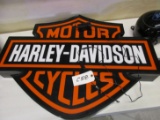 HARLEY DAVIDSON LIGHTED SIGN, CLOCK, LEFT SIDE FATBOB TANK WALL DISPLAY, LO