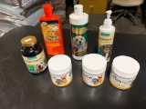 Pet Grooming Products including Cat flea and tick shampoo and Plaque off dental powder
