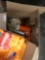 Box of plastic cups, box of bags