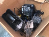 Shredder, phones, mouse, wires and chords