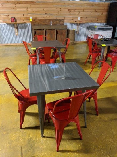 32" x 32" tables with 8 chairs