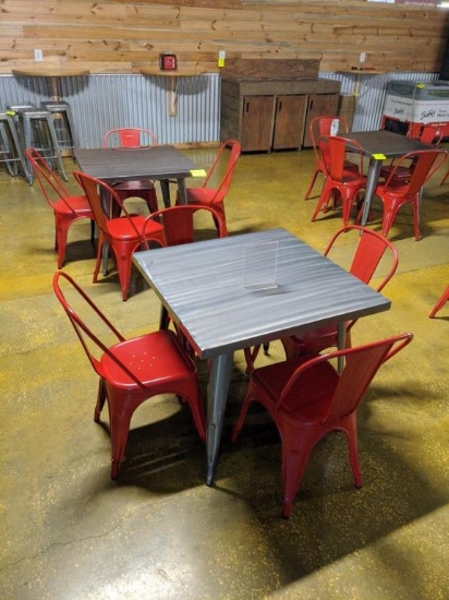 32" x 32" tables with 8 chairs