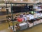 wire shelving unit, w/ contents: office supplies, heat lamps, extension cord, etc