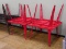 square metal cafe tables, red