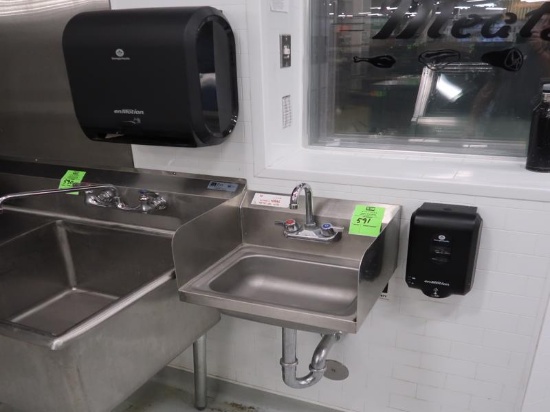 hand sink w/ soap & towell dispenser