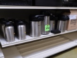 contents of shelf: hot pump pots & insulated cream dispensers