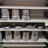 contents of 4' section: stainless soup pans w/ tops