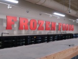 grocery signage: frozen foods, fresh dairy, bulk