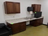 cabinets & counter w/ sink & towell dispenser