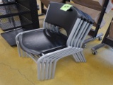 stackable chairs, steel frame w/ plastic seat & back