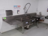 3-compartment sink w/ R & L drainboards & pre-wash spray