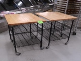 wire shelving carts w/ wooden tops