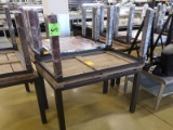 merchandising tables, steel frame w/ wooden top