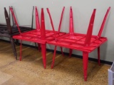 square metal cafe tables, red