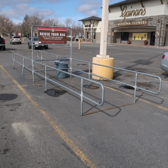 cart corrals in parking lot- two-sided