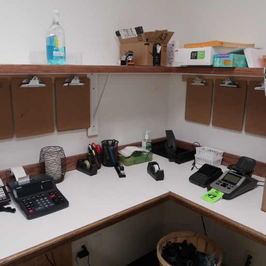all remaining contents in cash office: file cabinet, stool, calculator, office supplies, etc