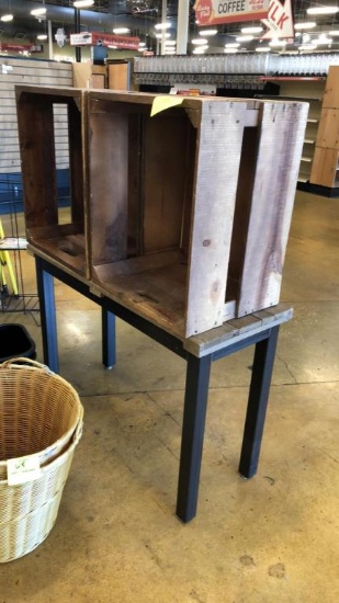 Wood Top Table W/ Crates