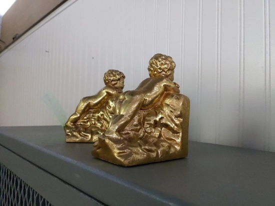 Gold painted book ends