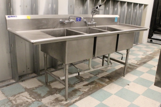 Stainless Steel Three Compartment Sink W/ Sprayer