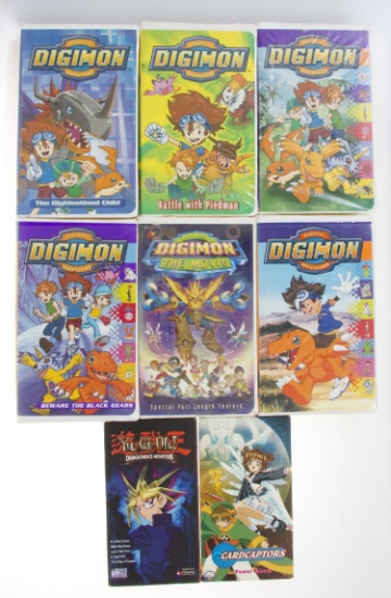 8 Vintage Anime VHS Movies - Digimon, Yu-Gi-Oh! - Card Captors