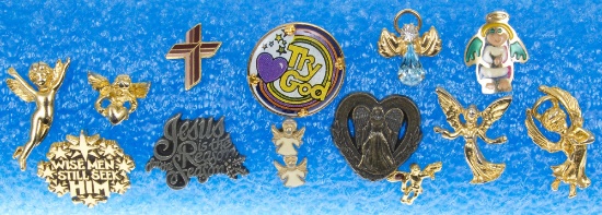 Lot of Small Religious Pins, Earrings & More