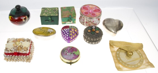 Lot of Pill Boxes,  Trinket Boxes & Mirror