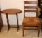 2 PCS OAK FURNITURE INC. POCKET BACK OAK CHAIR