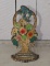 UNUSUAL CAST METAL FLOWER BASKET, FLAT, FOUNDRY