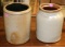 2 STONEWARE CROCKS INC. SHOULDERED,