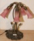 NOUVEAU STYLE METAL LAMP W/ 5-LIGHT PINK TULIP