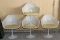 SET OF 4 WHITE TULIP ARMCHAIRS W/ YELLOW PVC