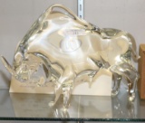 LARGE CRYSTAL FIGURAL BULL, POSSIBLY MURANO,