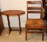 2 PCS OAK FURNITURE INC. POCKET BACK OAK CHAIR