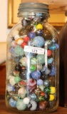 COLLECTION UNSORTED OLD MARBLES IN ZINC TOPPED