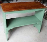 PRIMITIVE SIDE TABLE/WORK BENCH WITH PAINTED