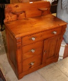 PINE WASHSTAND W/ HALF BACKSPLASH, SINGLE