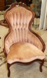 PR VICTORIAN CARVED WALNUT CHAIRS WITH PINKISH