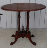 VICTORIAN MAHOGANY & WALNUT OVAL SIDE TABLE,