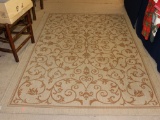 TIGHTLY WOVEN MACHINE MADE RUG W/ SCROLL