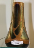 NOUVEAU ART GLASS VASE W/ COPPER INLAY,