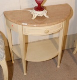 PR FRENCH STYLE DEMI LUNE TABLES W/ PINK MARBLE